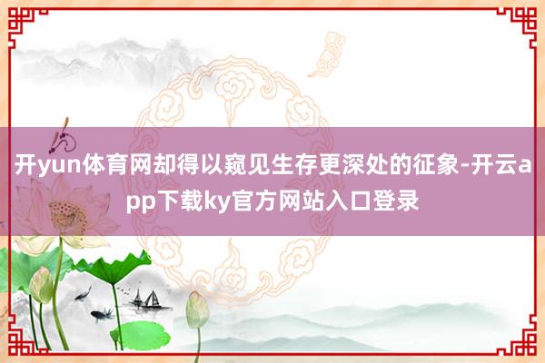 开yun体育网却得以窥见生存更深处的征象-开云app下载ky官方网站入口登录
