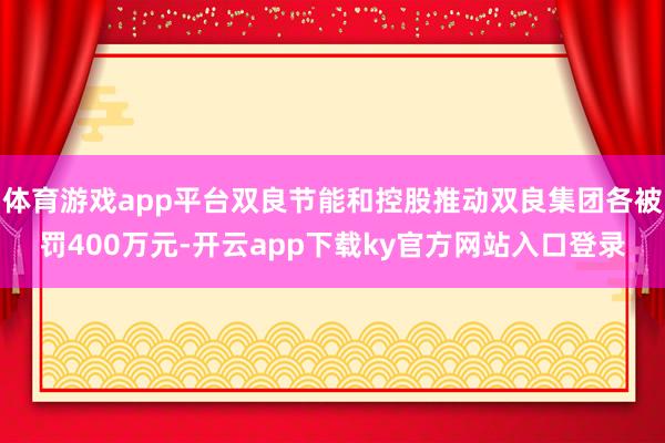 体育游戏app平台双良节能和控股推动双良集团各被罚400万元-开云app下载ky官方网站入口登录