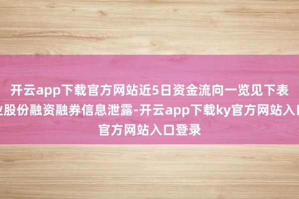 开云app下载官方网站近5日资金流向一览见下表：德业股份融资融券信息泄露-开云app下载ky官方网站入口登录